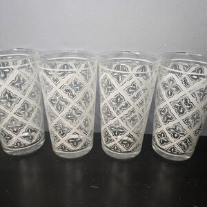 Vintage MCM Geometric Trellis Geometric Tumblers